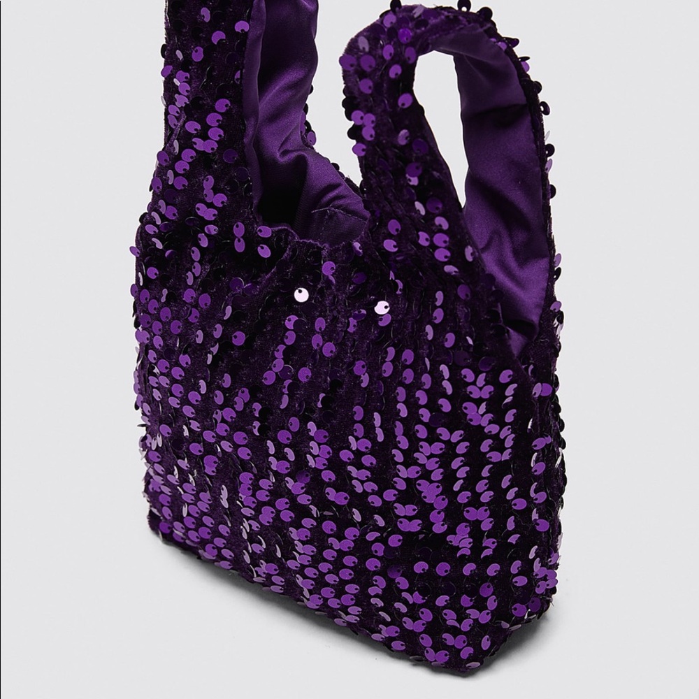 Zara purple glitter purse